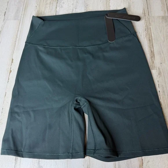 SKIMS High-Rise Bike Shorts in Dark Teal Green - Picture 1 of 7